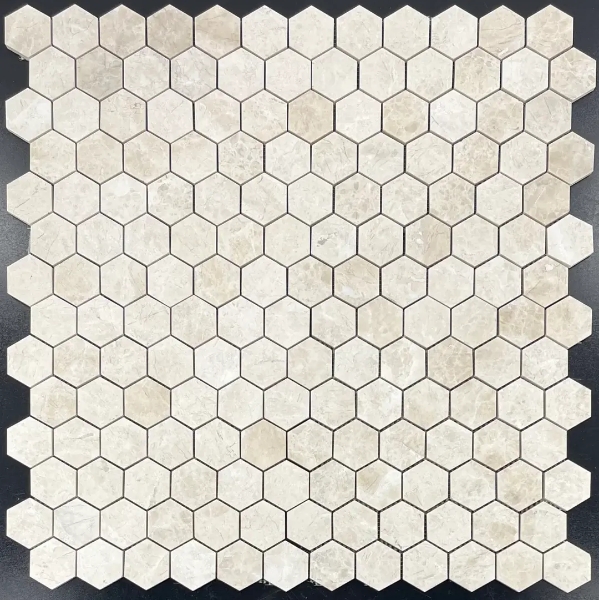 Picture of Elon Tile & Stone - Hexagon Mosaics 2 Vanilla Royale Honed