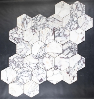 Picture of Elon Tile & Stone - Hexagon Mosaics 5 Bianco Violetta Honed