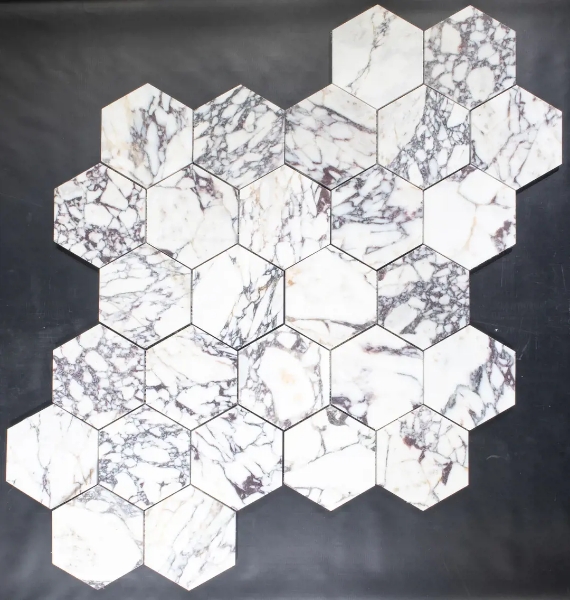 Picture of Elon Tile & Stone - Hexagon Mosaics 5 Bianco Violetta Honed