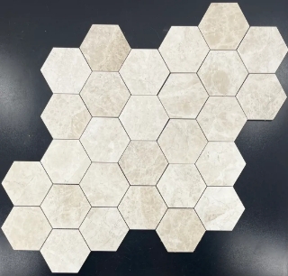Picture of Elon Tile & Stone - Hexagon Mosaics 5 Vanilla Royale Honed
