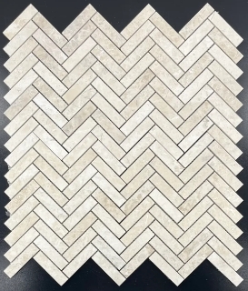 Picture of Elon Tile & Stone - Herringbone Mosaics 1 x 4 Vanilla Royale Honed