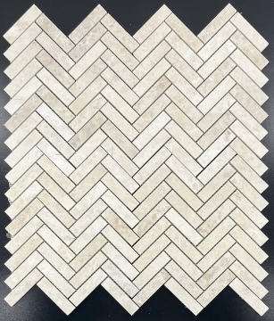 Picture of Elon Tile & Stone - Herringbone Mosaics 1 x 4 Vanilla Royale Honed
