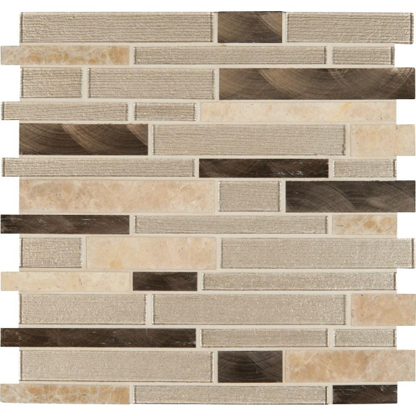 Picture of MS International - Decorative Blends Mosaic Interlocking 12 x 12 Champagne Toast