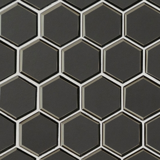 Picture of MS International - Glass Mosaic Hexagon Metallic Gray Beveled