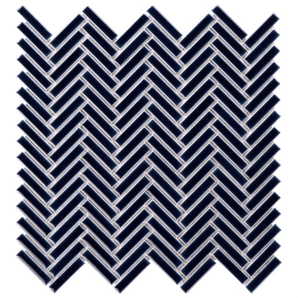 Picture of SOHO Studio Corp - Motek Herringbone Mosaic Polished Royal Blue Crackled