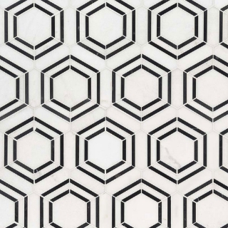 Picture of MS International - Marble Mosaics Geometrica Georama Nero