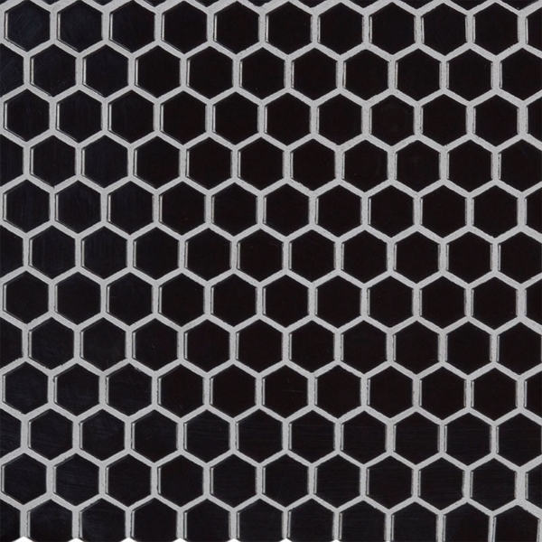 Picture of MS International - Retro Mosaic Glossy Nero Hexagon