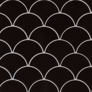 Picture of MS International - Retro Mosaic Glossy Nero Scallop