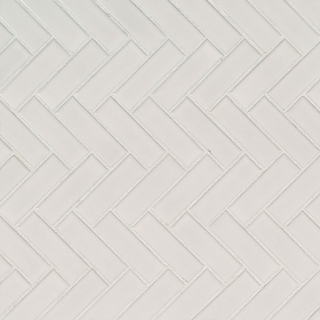 Picture of MS International - Retro Mosaic Glossy White Herringbone