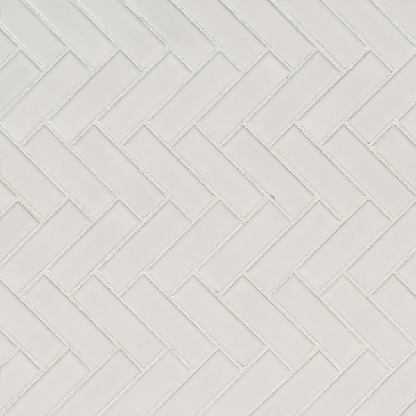 Picture of MS International - Retro Mosaic Glossy White Herringbone