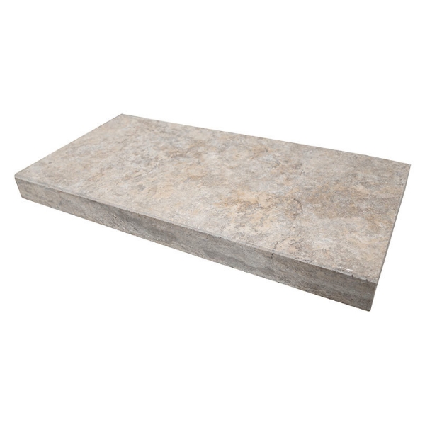 Picture of MS International - Pool Copings 12 x 24 Silver Travertine Brushed Eased Edges