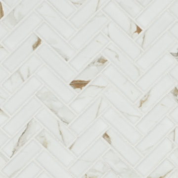 Picture of MS International - Porcelain Mosaics Calacatta Gold Matte Herringbone