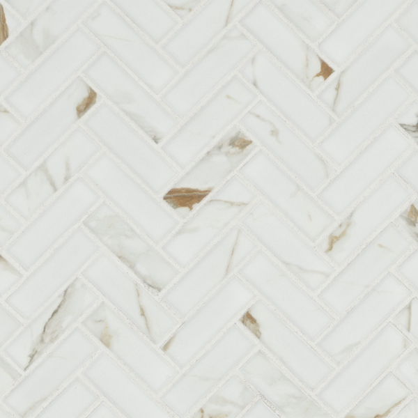 Picture of MS International - Porcelain Mosaics Calacatta Gold Matte Herringbone