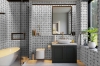 Picture of Elon Tile & Stone - Basketweave Mosaics Pearl White XL Pacific Gray Dot Honed