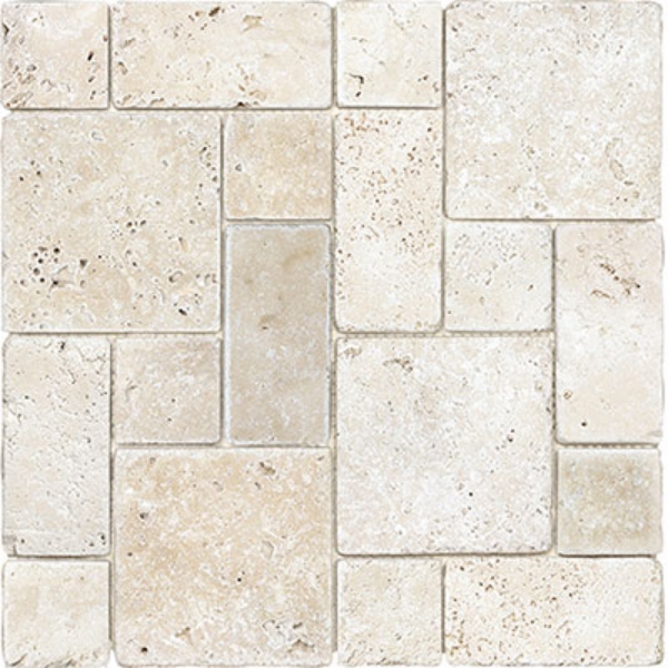 Picture of Anatolia Tile & Stone - Travertine Mosaic Roman Random Pattern Ivory