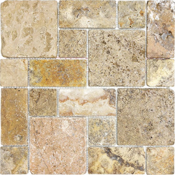Picture of Anatolia Tile & Stone - Travertine Mosaic Roman Random Pattern Scabos