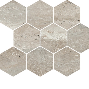 Picture of Milestone - Travertine Hexagon Mosaic Silver Matte