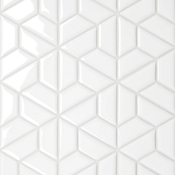 Picture of Bedrosians - Le Cafe Mosaic Half Hexagon White Glossy