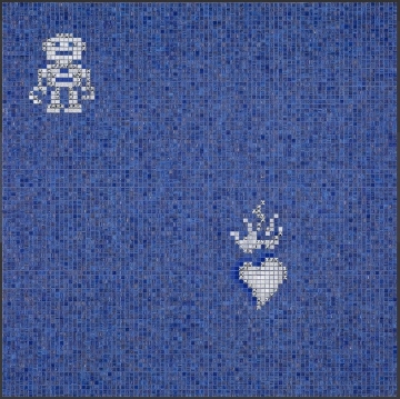 Picture of Bisazza Mosaico - Decori 10 - Hearts and Robots Hearts Robots Blue