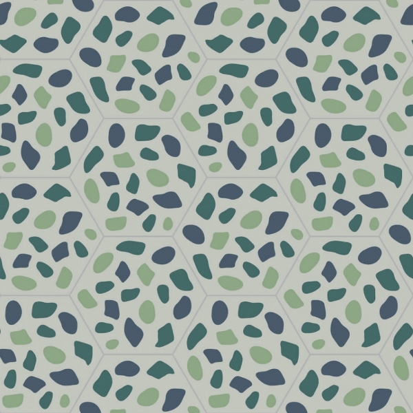 Picture of Bisazza Mosaico - Cementiles Decorations Hex Grit Blue