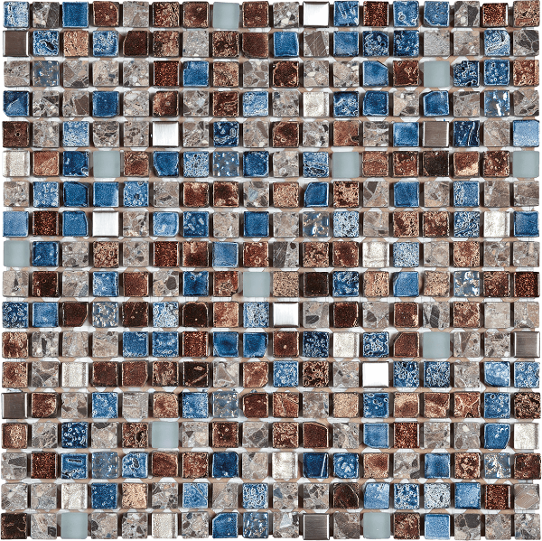 Picture of Bati Orient - Mix Mosaic 1/2 x 1/2 Mix Blue Steel Blue Glass