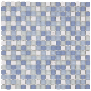 Picture of Bati Orient - Mix Mosaic 5/8 x 5/8 White Marble Blue Matte Glass