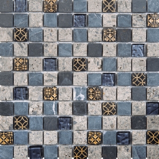 Picture of Bati Orient - Mix Mosaic Marble Grey Blue Stone/Glass