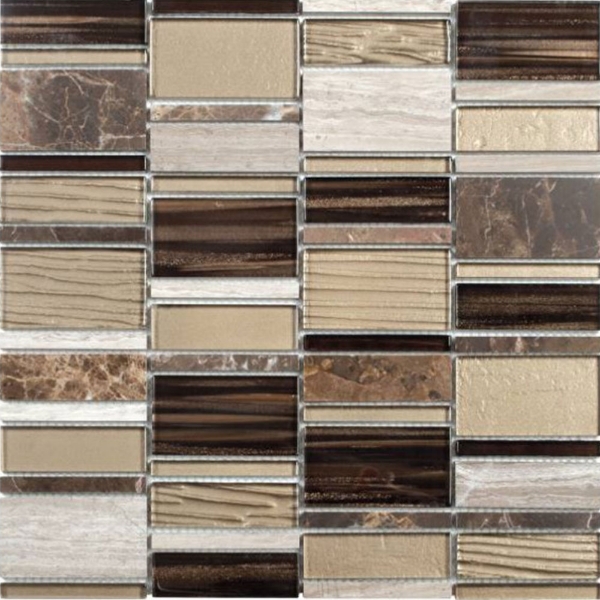 Picture of Bati Orient - Mix Mosaic Mixed Size Marble Beige/Glass Beige/Brown Rectangles