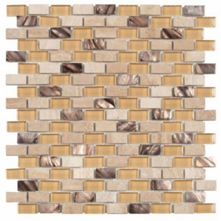 Picture of Bati Orient - Mother of Pearl Glass Marble Tan Glass Brown Mix Brick