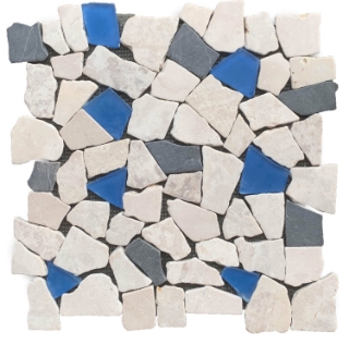 Picture of Bati Orient - Opus Mosaic Mini Interlock Beige Grey Marble & Blue Glass