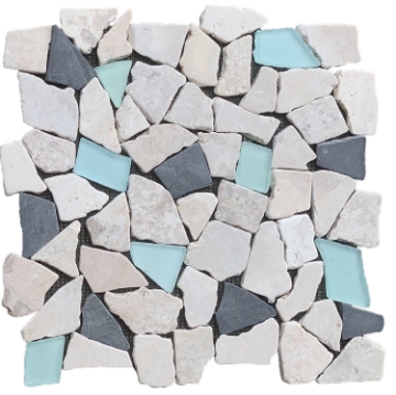 Picture of Bati Orient - Opus Mosaic Mini Interlock Beige Grey Marble & Green Glass