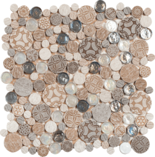 Picture of Bati Orient - Round Mosaic Penny Round Decor Beige