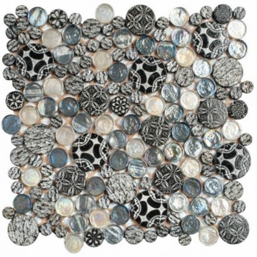 Picture of Bati Orient - Round Mosaic Penny Round Decor Black