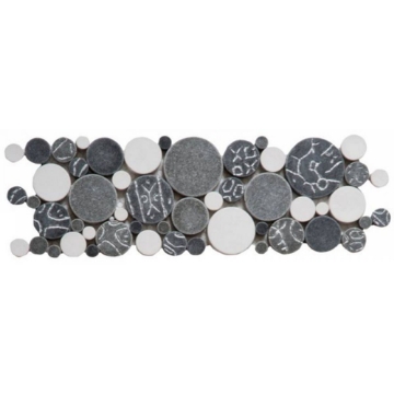 Picture of Bati Orient - Round Mosaic Penny Rounds Border White Grey Silver