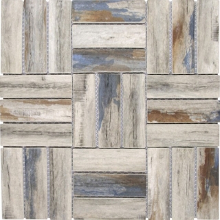 Picture of Bati Orient - Stacked Square Wood Beige/Brown/Blue