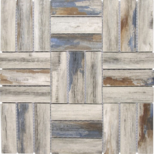 Picture of Bati Orient - Stacked Square Wood Beige/Brown/Blue
