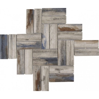 Picture of Bati Orient - Wood Look Herringbone Beige Brown Blue
