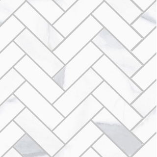 Picture of SantAgostino - Themar Mosaic Herringbone Statuario Venato