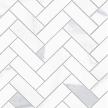 Picture of SantAgostino - Themar Mosaic Herringbone Statuario Venato
