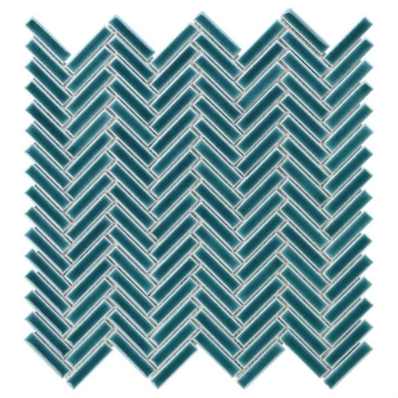 Picture of SOHO Studio Corp - Motek Herringbone Mosaic Polished Teal Crackled