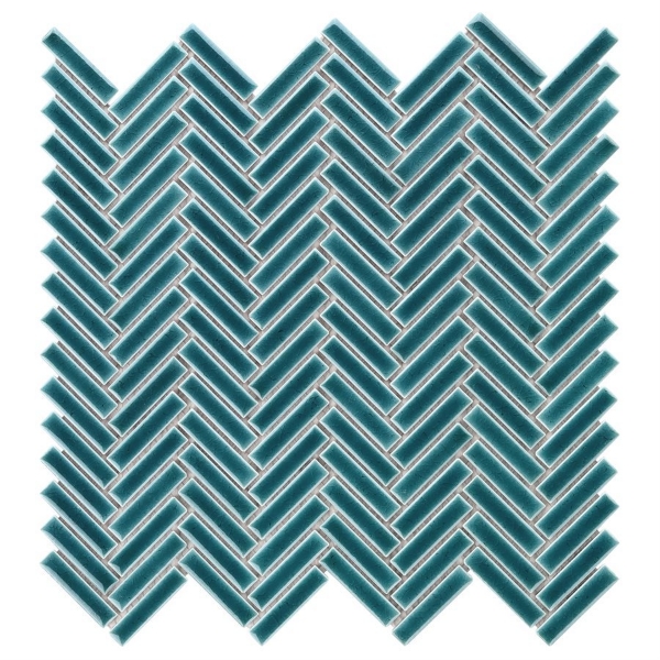 Picture of SOHO Studio Corp - Motek Herringbone Mosaic Polished Teal Crackled