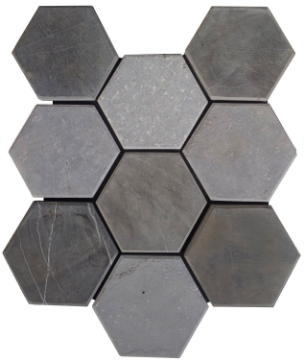 Picture of Bati Orient - Marble Hexagon Mosaic Grey Mix