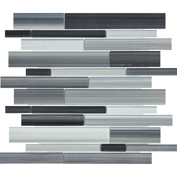 Picture of Tesoro - Fusion Glass Random Strip Mosaic Carbon