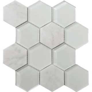 Picture of Tesoro - Metropolitan Stone and Glass Blends Hexagon Mosaic Carrara
