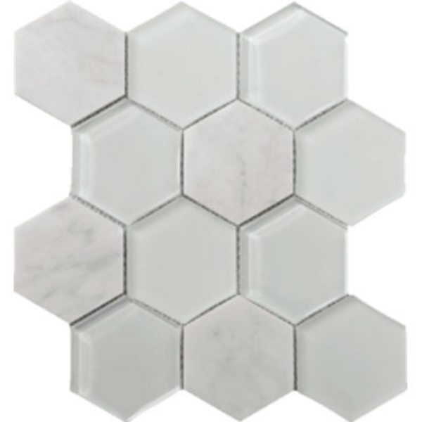 Picture of Tesoro - Metropolitan Stone and Glass Blends Hexagon Mosaic Carrara