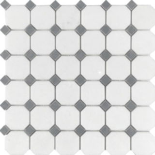 Picture of Tesoro - Metropolitan Blend Octagon Mosaic Thassos with Bardiglio Dot