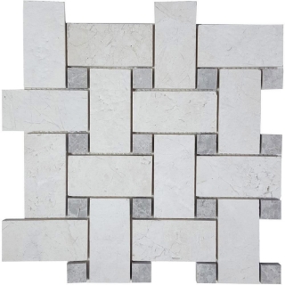 Picture of Tesoro - Pietra Antica Antiqued Stones Basketweave Mosaic Imperial Pearl