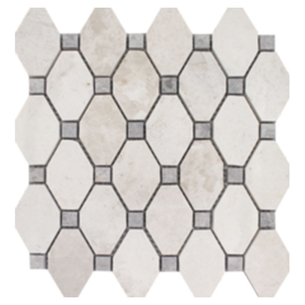 Picture of Tesoro - Pietra Antica Select Polished Travertine Elongated Hex Mosaic Imperial Pearl