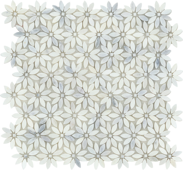 Picture of Emser Tile - Marble Daisy Mosaic Winter Frost