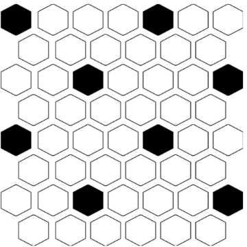 Picture of Daltile - Color Wheel Mosaic Hexagon Arctic White Black Dot